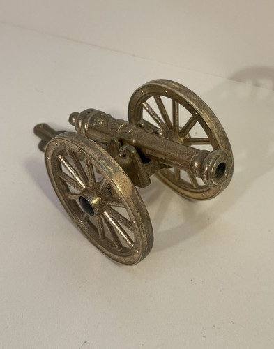 Vintage brass cannon desk - brass,