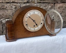 Made In England Garrard Clock W/  Key & Westminster Chime In Oak Case
