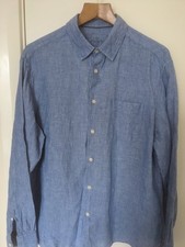 Men's Marks and Spencer M&S Linen Shirt, Blue, Large, VGC