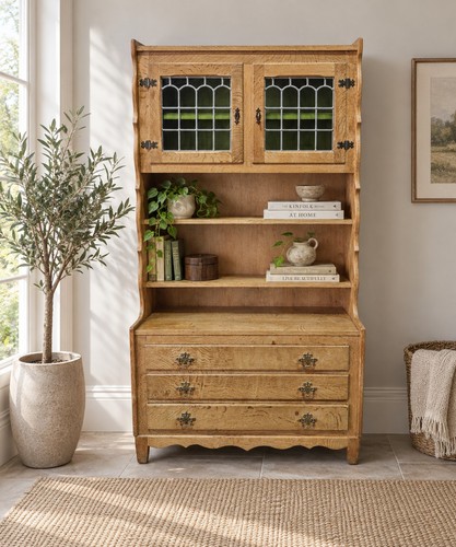 Vintage light oak bookcase - light,