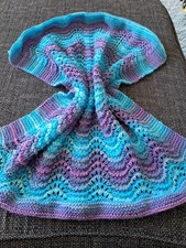 Hand knitted purple and blue