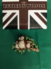 Stunning!  Owl Family Brooch By BUTLER  & WILSON - Boxed