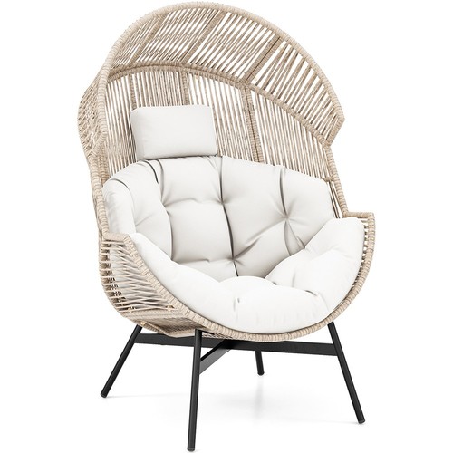 White wicker egg - style, chair