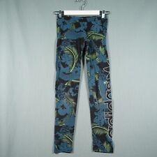 Adidas Originals Leggings Women 8 Blue Black Green Full Length Hawaii Floral Gym