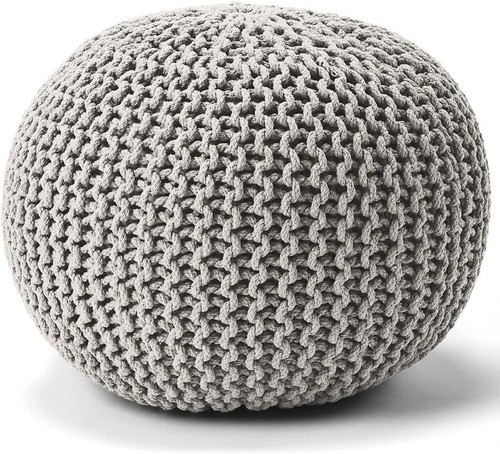 Knitted large moroccan pouffe - knitted,