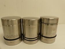 (refJOH4) Rayware Brushed Stainless Steel Storage Jars Tea Sugar Coffee