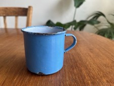 Small Vintage Enamel Blue Camping Cup Collectable Some Rust Spots See Photos