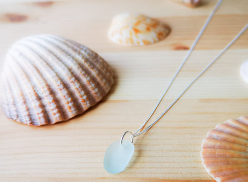 Cornish sea glass necklace - glass,