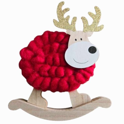 Red rocking reindeer woolly - rocking,