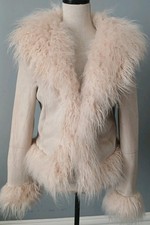 Beige Faux Fur Trim Jacket M