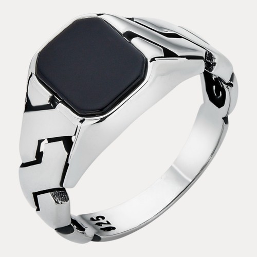 Black onyx stone cuban ring - onyx,