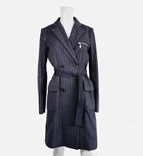 Philosophy Di Alberta Ferretti mid lenght wool striped belted grey coat - Size S