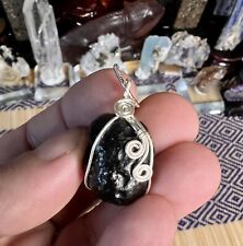 Wire Wrapped Saffordite Cintamani Tektite Pendant. Arizona, USA 9g