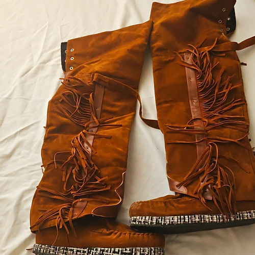 Women brown suede knee - brown, high