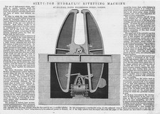 MILLWALL DOCKS Sixty Ton Hydraulic Riveting Machine Engineering Print 1874
