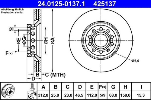 Brake disc ate - disc, 24.0125-0137.1