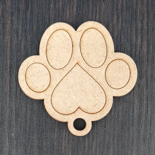 Mdf heart paw print - paw,