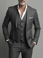 Mens 3 Piece Tweed Suit Dark