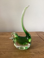 Murano Style Glass Bird Clear Green