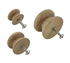 OAK DRAWER KNOBS WITH INSERT + M4 SCREW HARDWOOD KNOB Wooden Wood Handles Pull*