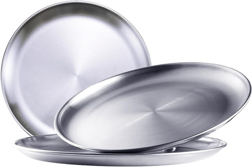 Stainless steel plates 3pcs - stainless, plates,3pcs