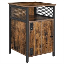 Songmics End Table with Cabinet Rustic Brown 60cm