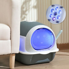 Large Cat Litter Tray Box Self Cleaning Hooded Pan Deodorizer UV Sterilization