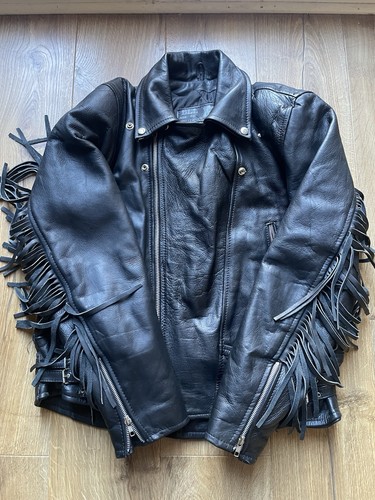 Vintage black leather biker - vintage,