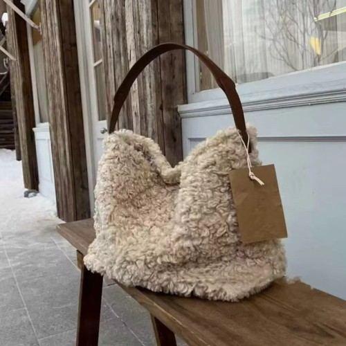 Imitation lamb wool tote - tote, bag