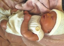 BABY LOVE Hand Knitted Baby Boy or Girl Romper Set New Born Gift