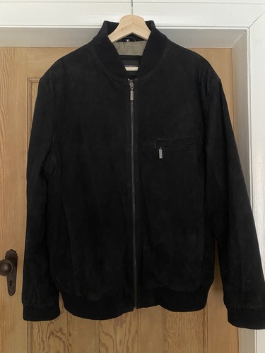Men black suede jacket - men’s,