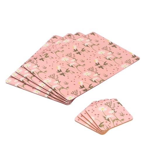 Pink floral placemats 4 - pink, &