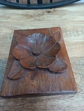 Hand Carved Wooden Panel,flower Design Vintage Dated 1977