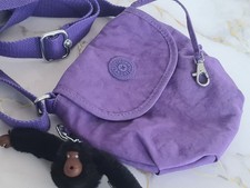 Kipling Purple Small Crossbody Bag with DAVINA Monkey Used Excellent Condition 