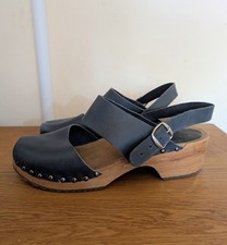 Moheda Sweden X TOAST Wooden Sole Navy Leather Clogs Eur 40 UK 7
