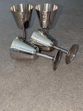 4x  Vintage Stainless Steel Wine Goblets Retro Metal Drinking Glasses