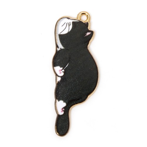 Enamel cat black and white - cat,