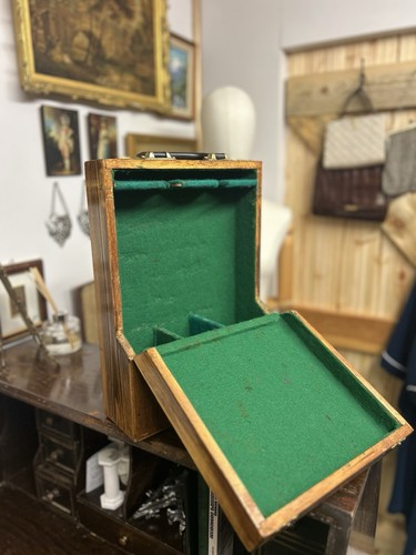Vintage walnut wooden storage - walnut,