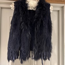 Real Fur Navy Blue Gilet