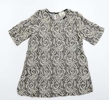 Pins & Needles Womens Grey Round Neck Floral Cotton Blend Jumper Size S