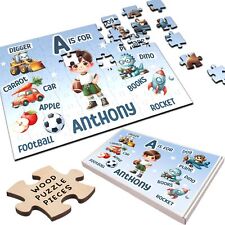 Cute Boy Gift For Kids Any Alphabet Initial Personalised Wooden Jigsaw Puzzle