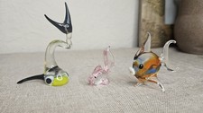 Vintage Blown Glass Lampwork Miniature Animal Figurines Fish x3