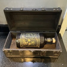 Empty Rum Bottle Pirates Grog No13 700ml Black Treasure Chest Man Cave Bar Rare