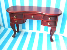DOLLS HOUSE, DESK, 12TH, UNIT, STUDY, OFFICE, BOW FRONT, WOOD, FURNITURE