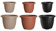 Round Athens Sturdy Plastic Planter Flower Pot Garden Patio Pots Indoor/Outdoor