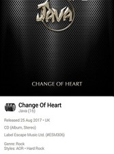 Java ~ Change Of Heart CD 2017 Female 80's Hi-Tech AOR Melodic Rock #171 of 1000