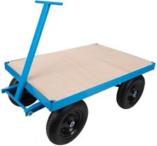 1000kg Heavy Duty Flat Bed Site Trolley Platform Hand Truck Cart Pneumatic Wheel