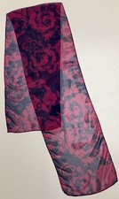 5 A Blue And Pink Flower Design Vintage Chiffon Scarf By Antthony Studio