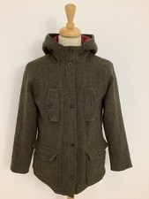 RARE Vintage Dr Marten Harris Tweed donkey jacket khaki overcoat duffle coat #V1