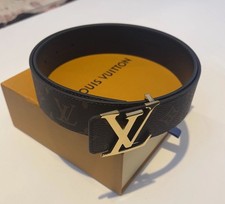 Louis Vuitton LV Brown Monogram Belt Gold Buckle size 90cm 36in
